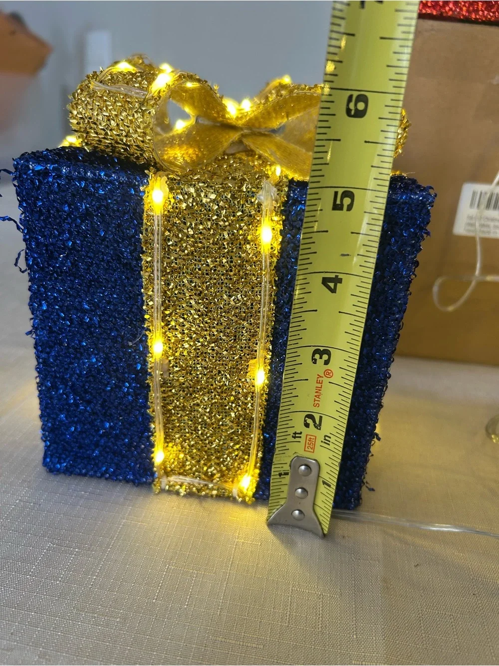 Holiday Glitter Gift Box Set with LED Lights - Red, Green, Blue